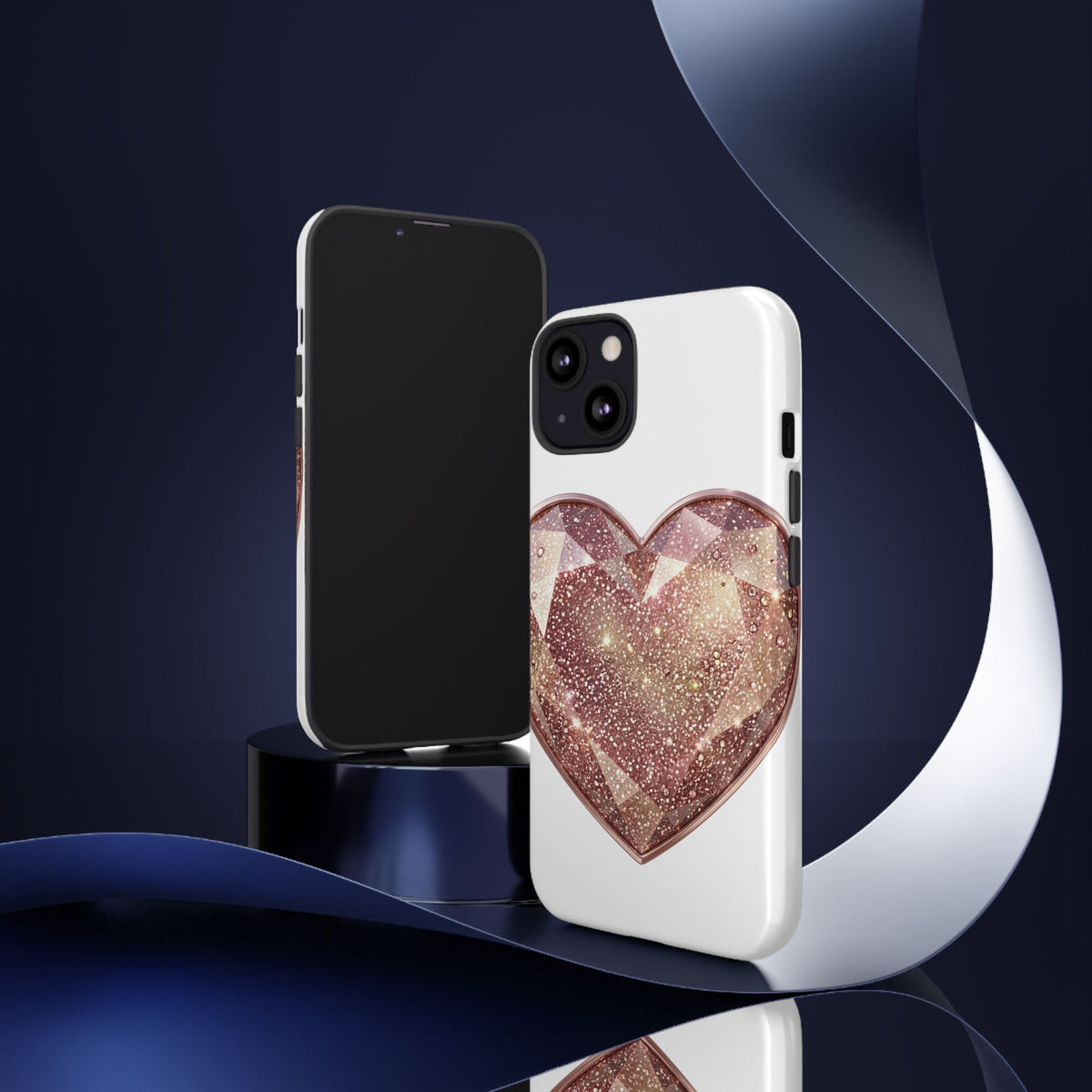 Rose Gold Glitter Crystal Heart Phone Case