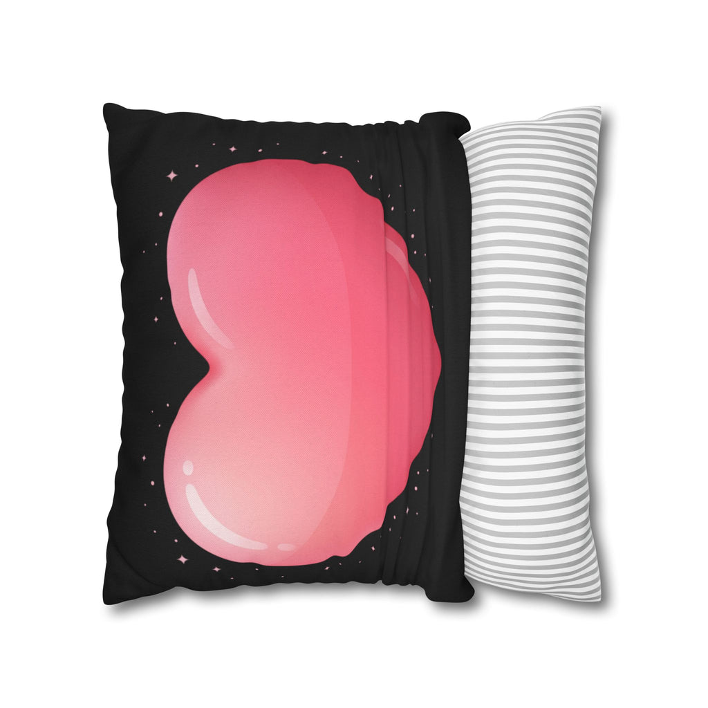 Pink Heart Black Spun Polyester Square Pillowcase