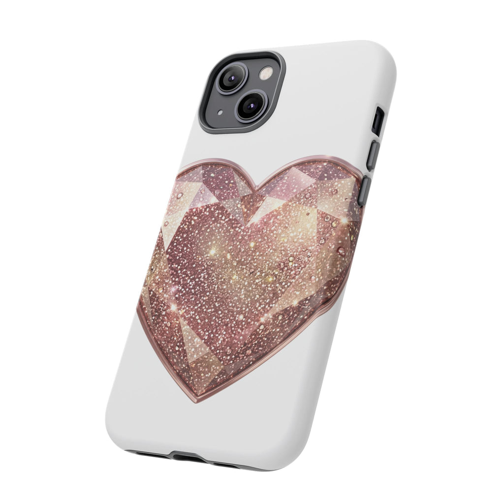 Rose Gold Glitter Crystal Heart Phone Case