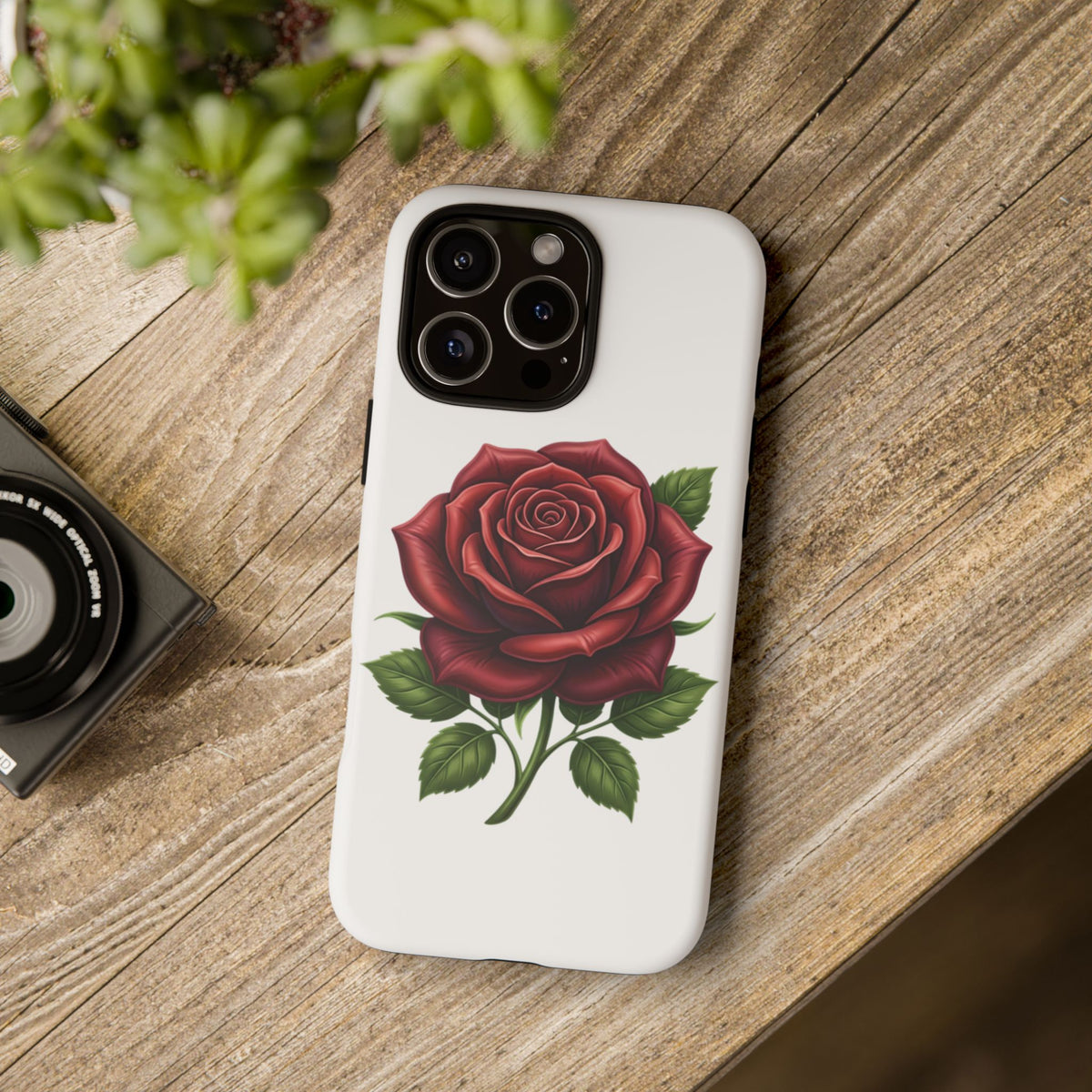 Rose Phone Case — Vintage Red Rose Floral Protective Cover