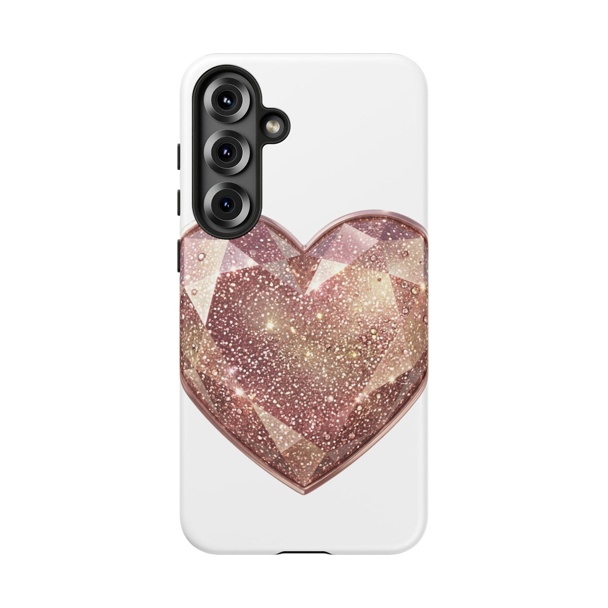 Rose Gold Glitter Crystal Heart Phone Case