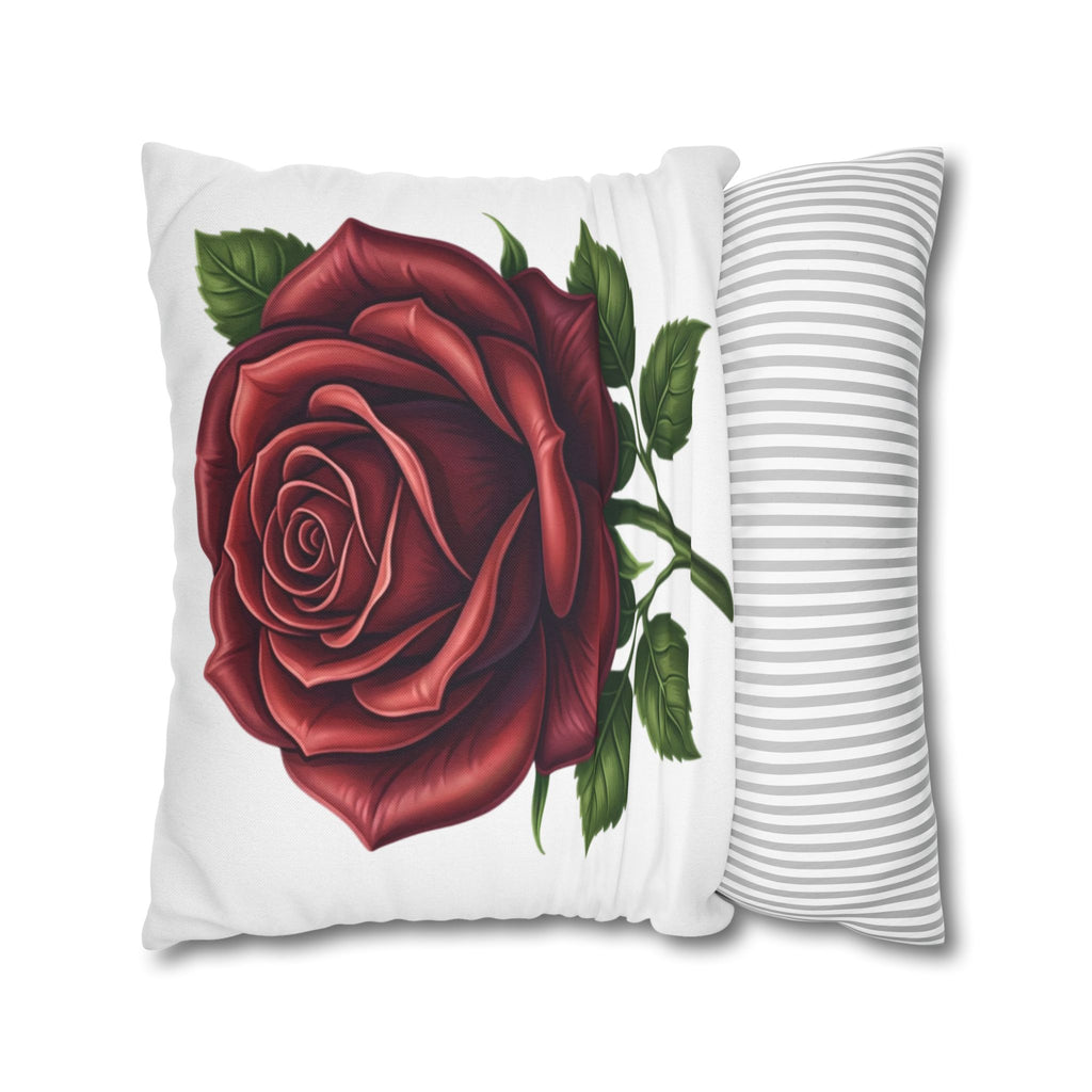 Red Rose Spun Polyester Square Pillowcase