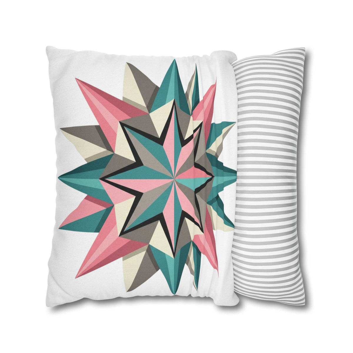 Geometric Starburst Throw Pillowcase — Pink Teal Modern Decorative Cushion Cover