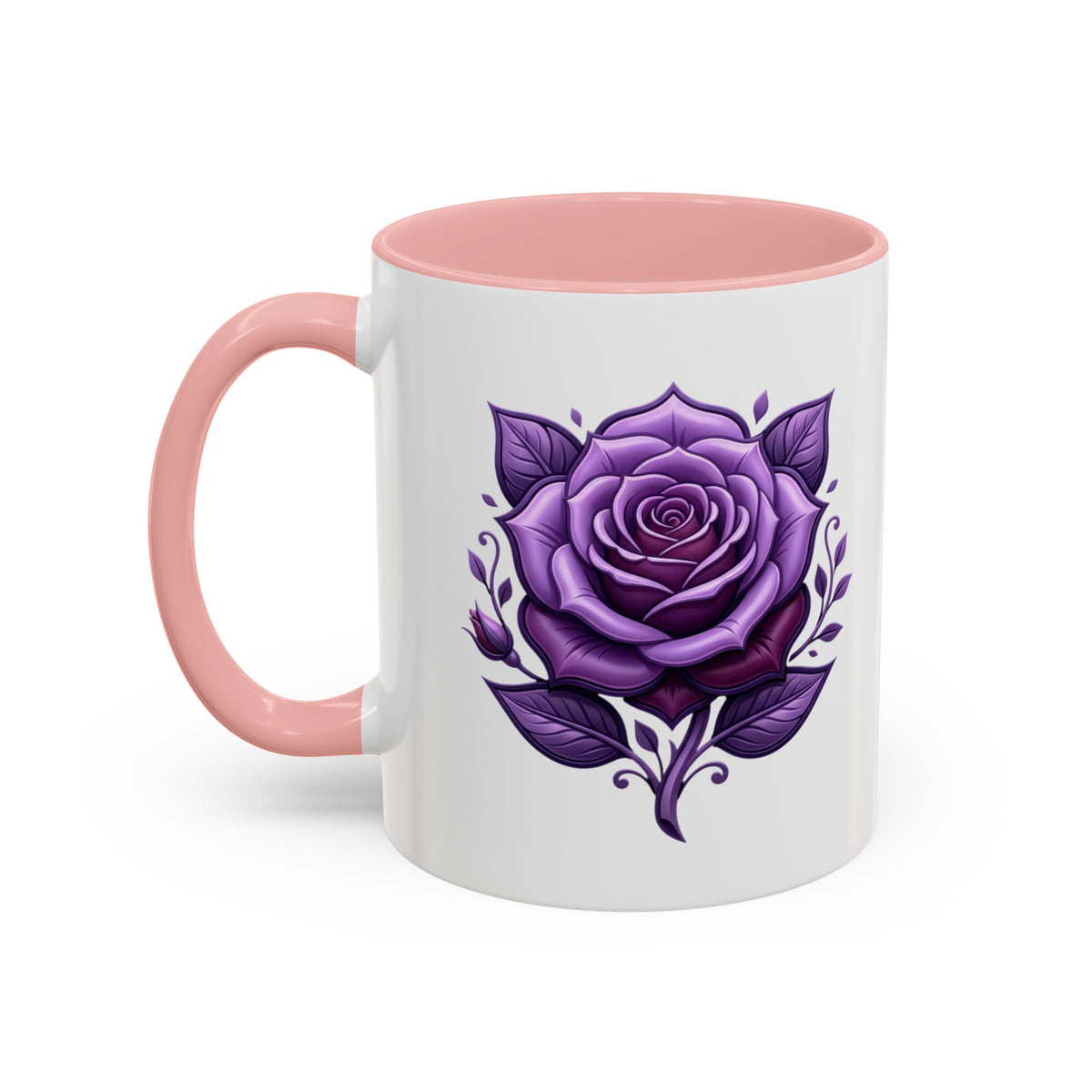 Purple Rose Accent Coffee Mug — Floral Gothic Tea Cup for Women & Gifts