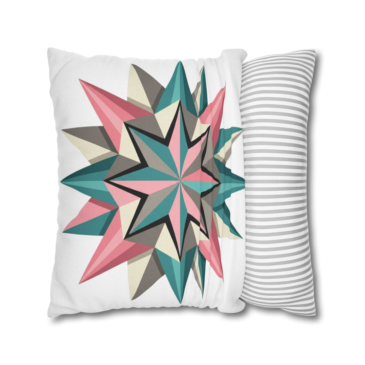 Geometric Starburst Throw Pillowcase — Pink Teal Modern Decorative Cushion Cover