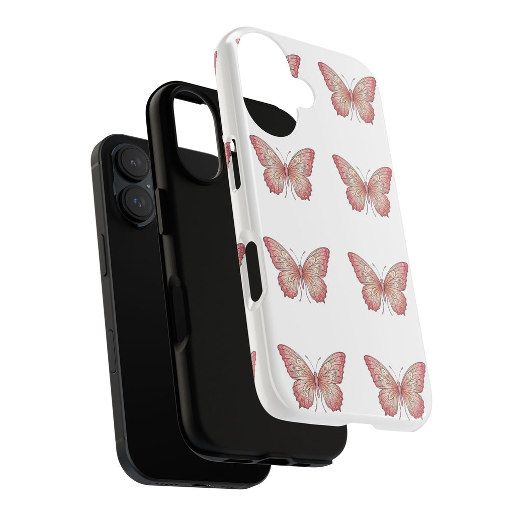 Pink Butterfly Tough Phone Case — Floral Pattern Protective Cover