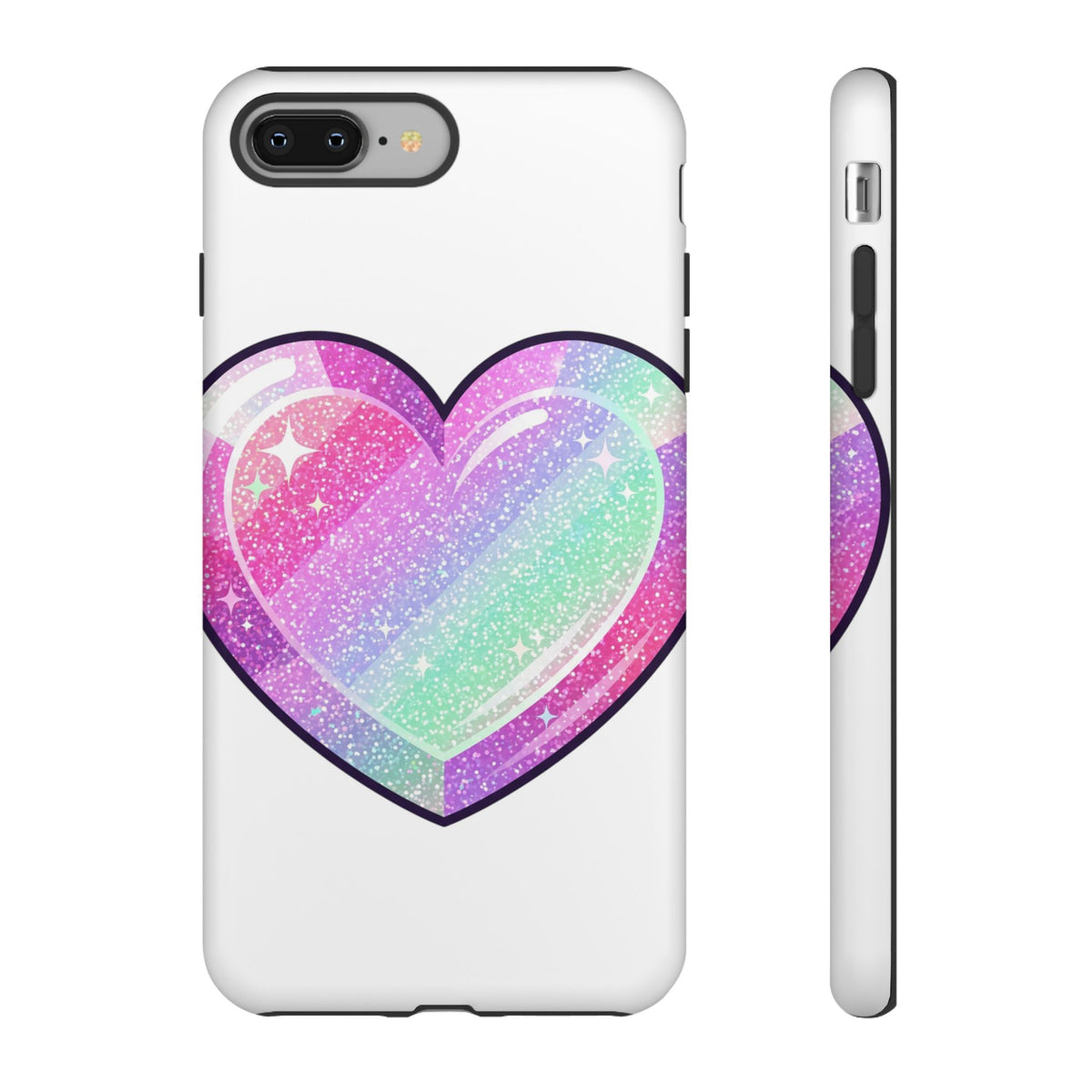 Pastel Glitter Heart Tough Phone Case — Cute Protective Phone Cover