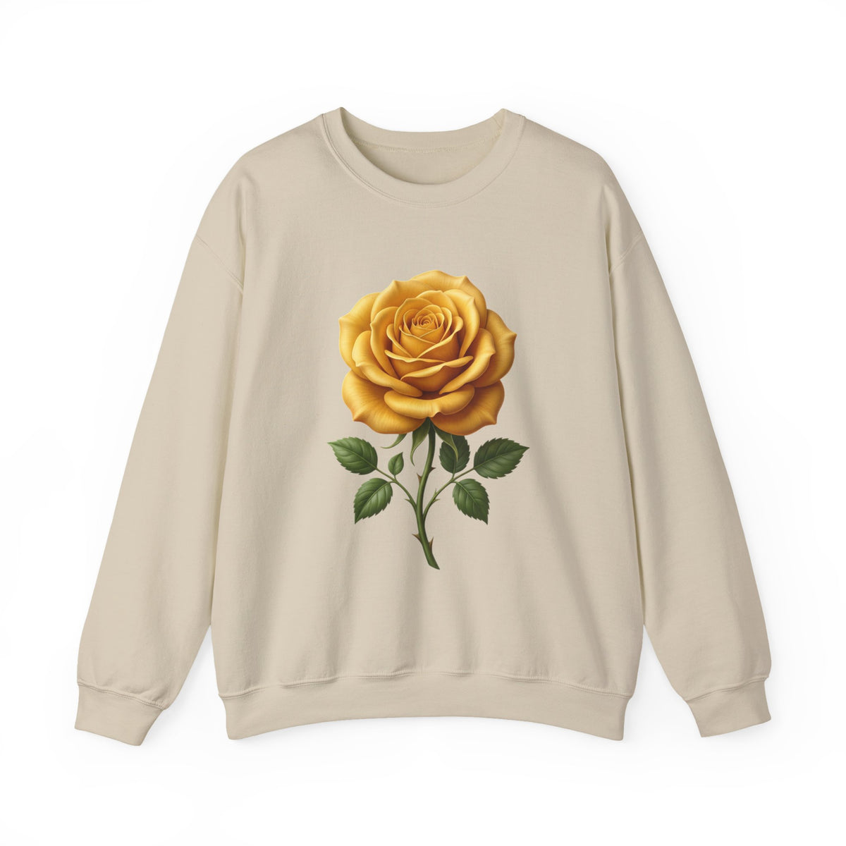 Yellow Rose Crewneck Sweatshirt — Vintage Floral Graphic