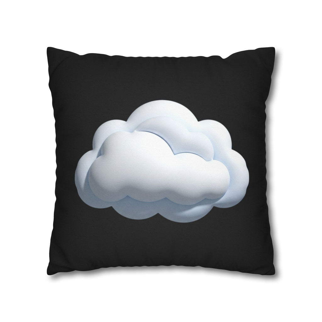 Cloud Graphic Black Pillowcase — Soft White Cloud on Black Decorative Pillow Cover