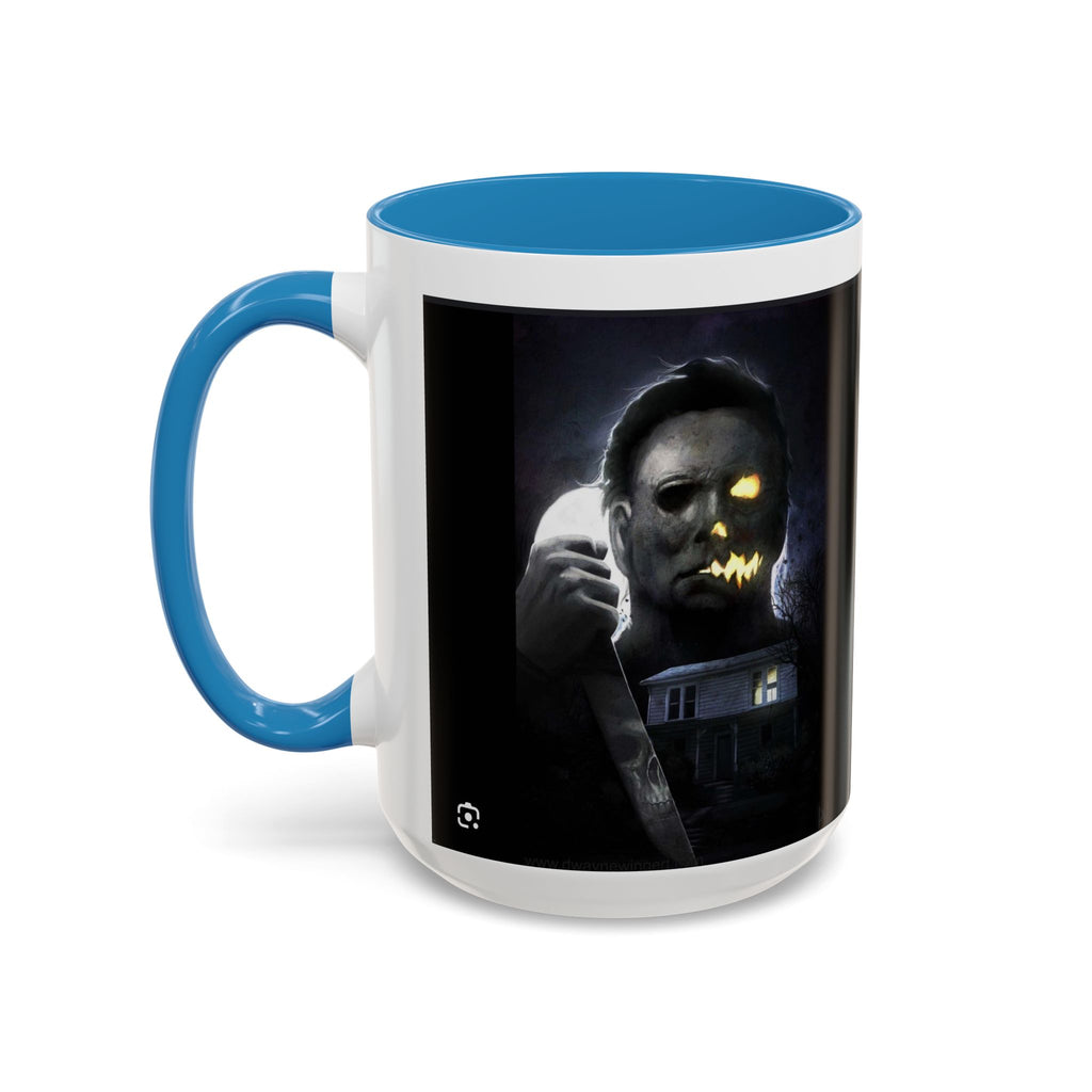 Halloween Michael Myers Accent Coffee Mug — Spooky Horror Movie Jack-O'-Lantern Face (11/15oz)