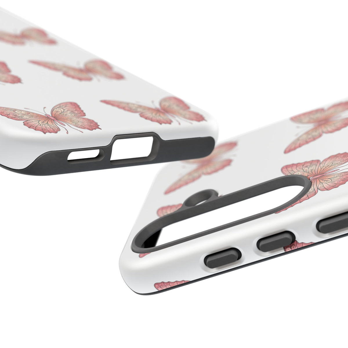 Pink Butterfly Tough Phone Case — Floral Pattern Protective Cover
