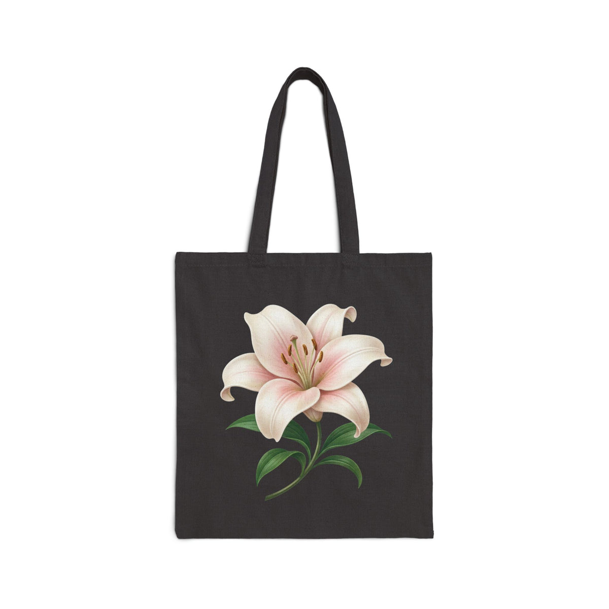 Floral Lily Canvas Tote Bag — Vintage Pink Lily Eco Shopper