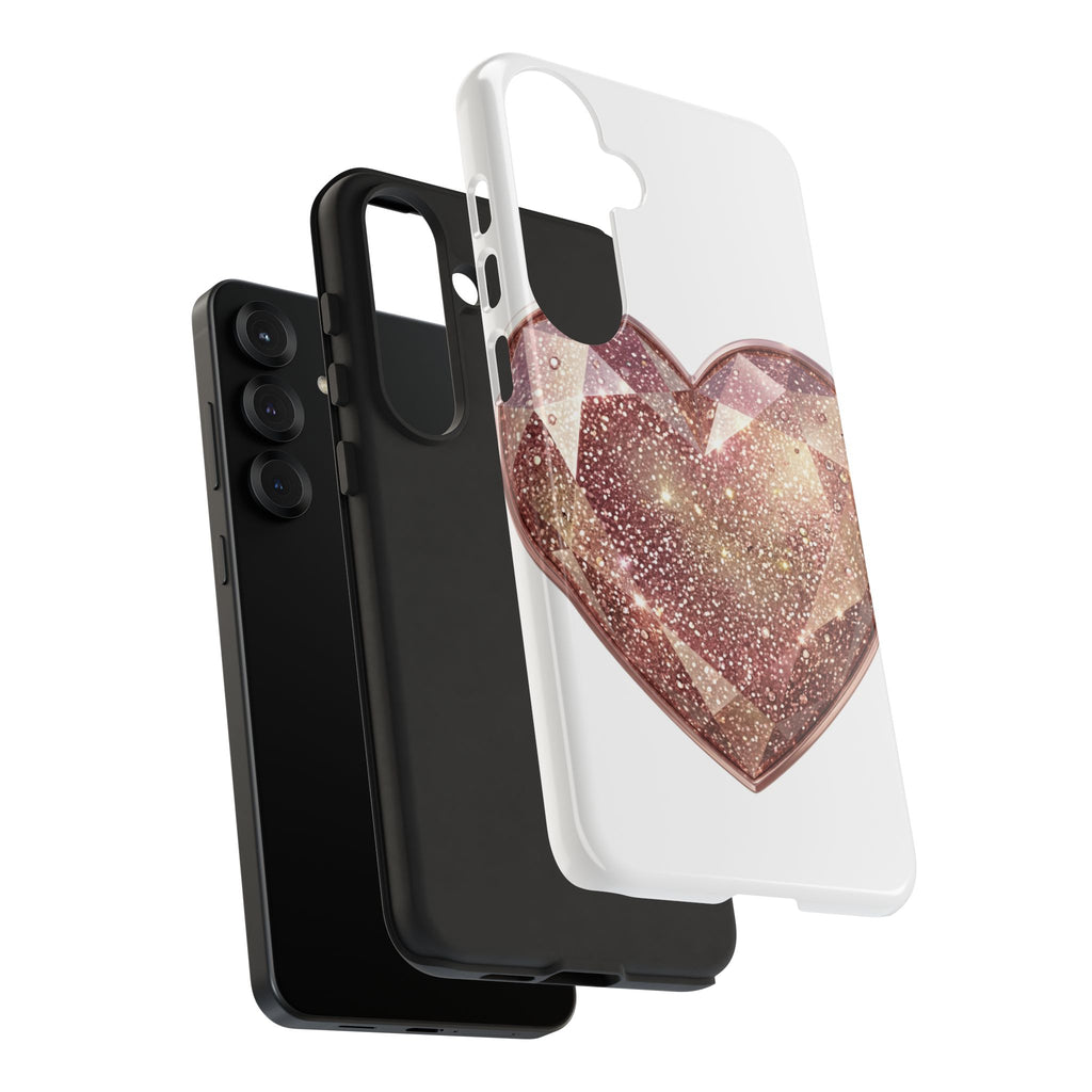 Rose Gold Glitter Crystal Heart Phone Case