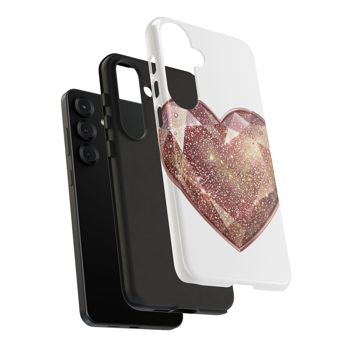 Rose Gold Glitter Crystal Heart Phone Case