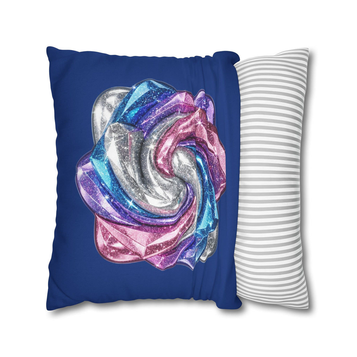 3D Glitter Design Navy Spun Polyester Square Pillowcase