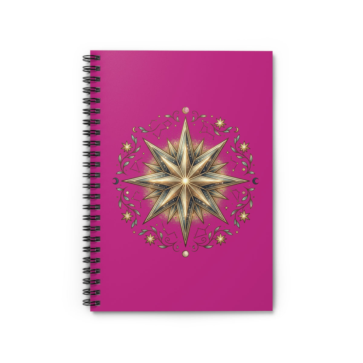 Star Print Spiral Notebook - Ruled Line- Magenta