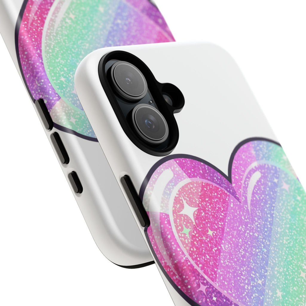 Pastel Glitter Heart Tough Phone Case — Cute Protective Phone Cover