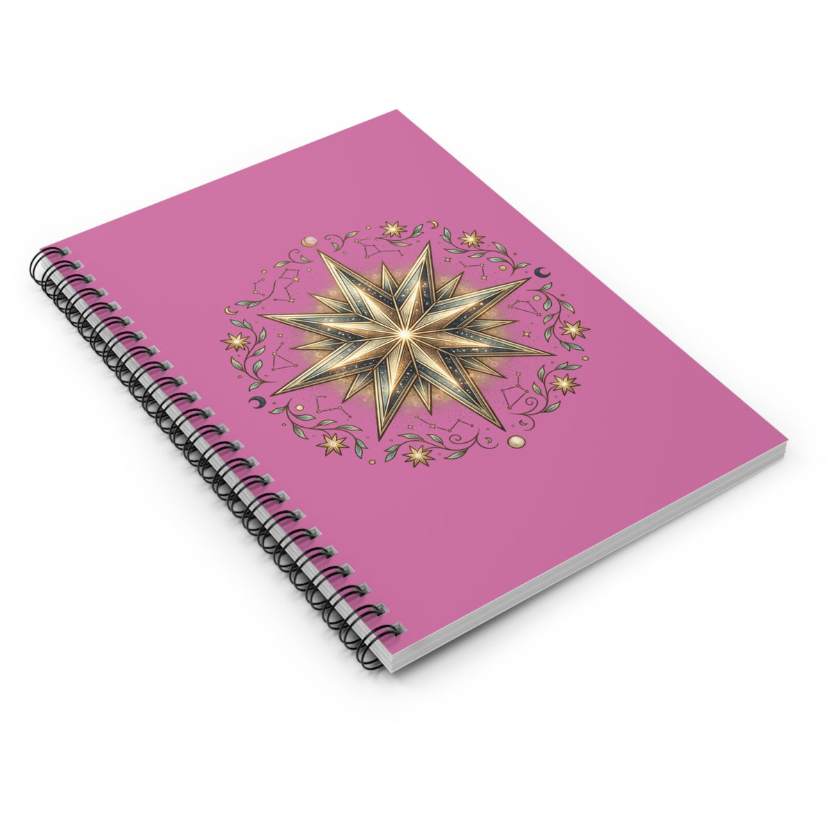 Star Print Spiral Notebook - Ruled Line- Light Pink