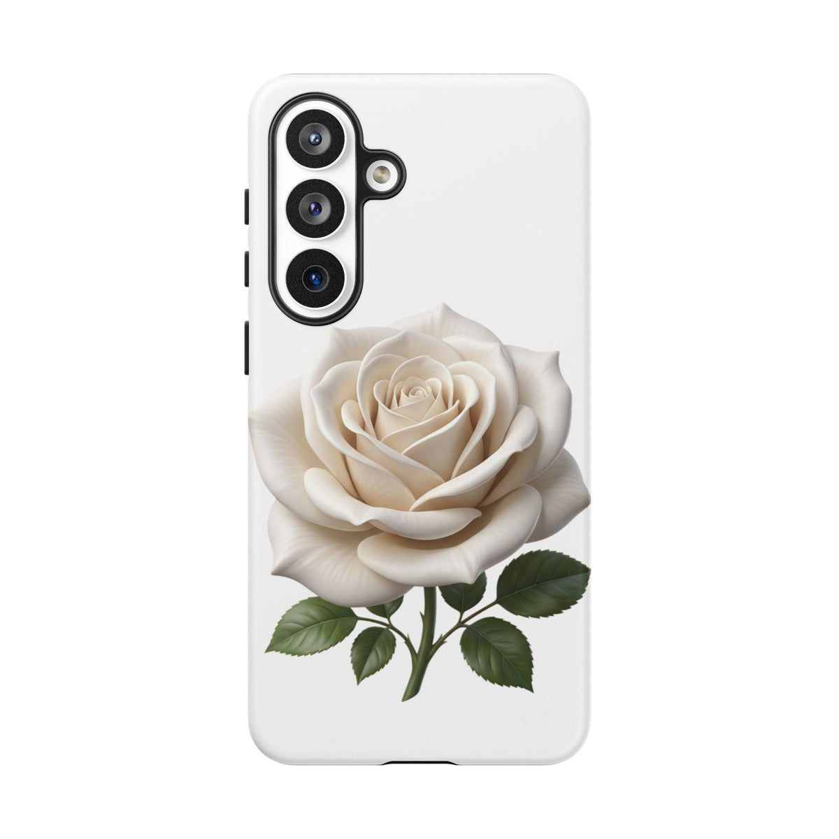 White Rose Tough Phone Case – Elegant Floral Protective Cover
