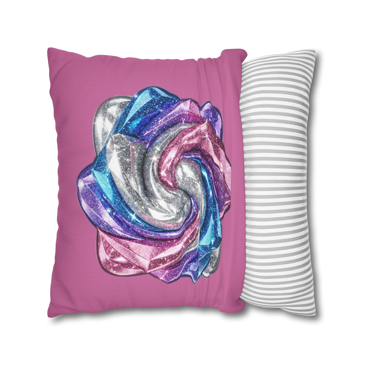 3D Glitter Design Light Pink Spun Polyester Square Pillowcase
