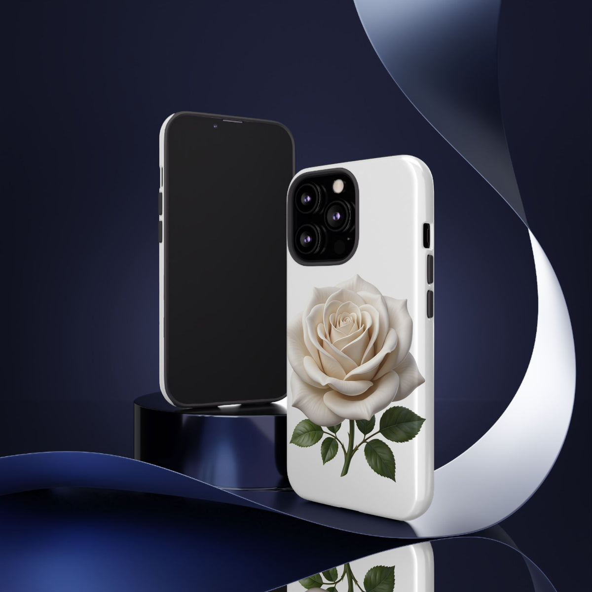 White Rose Tough Phone Case – Elegant Floral Protective Cover