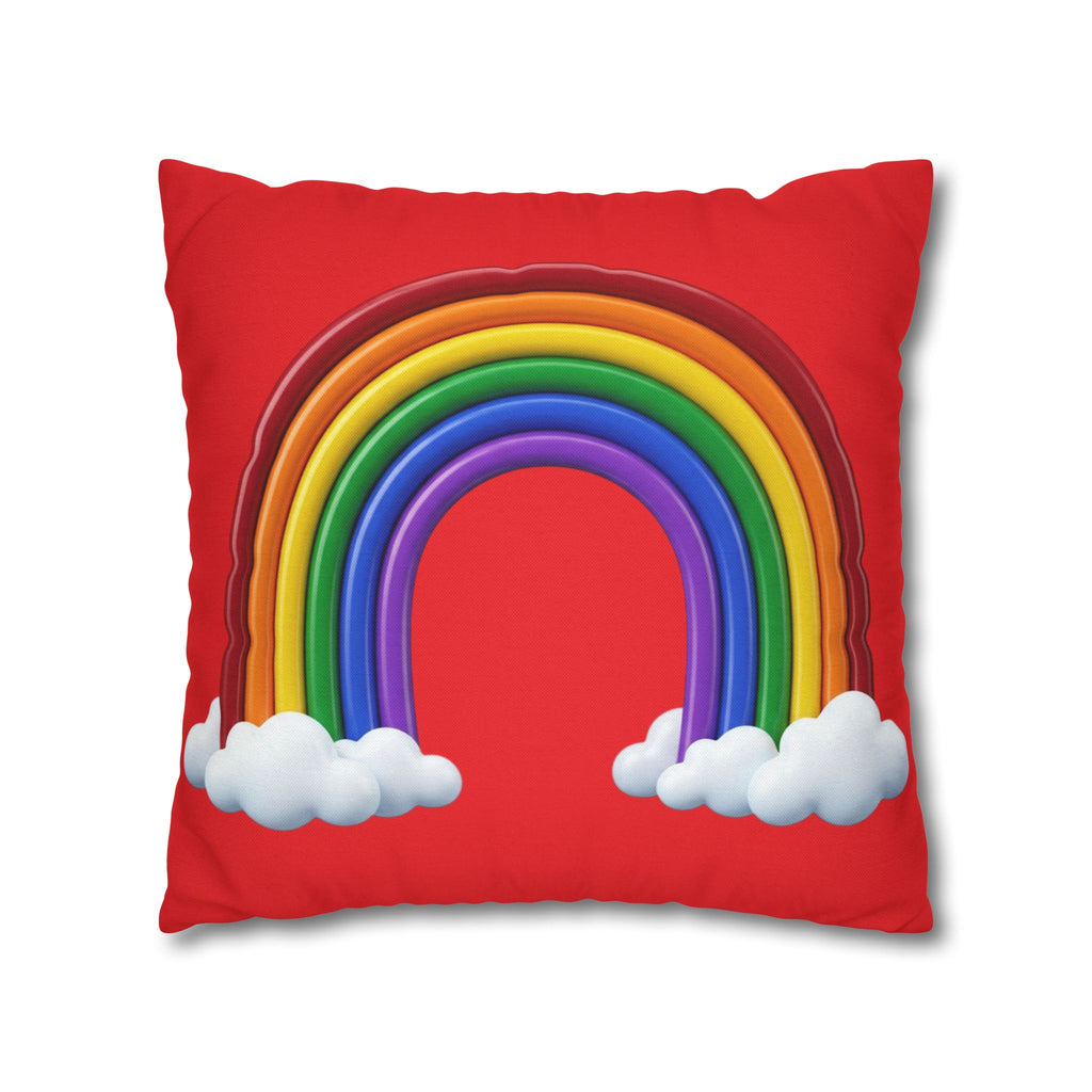 Rainbow Red Spun Polyester Square Pillowcase
