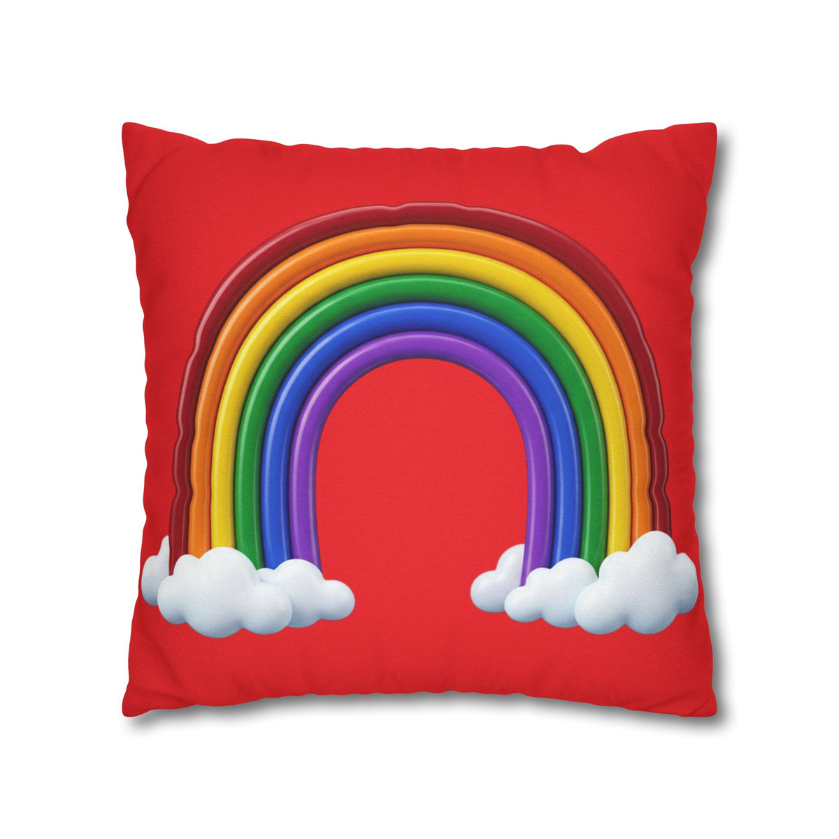 Rainbow Red Spun Polyester Square Pillowcase