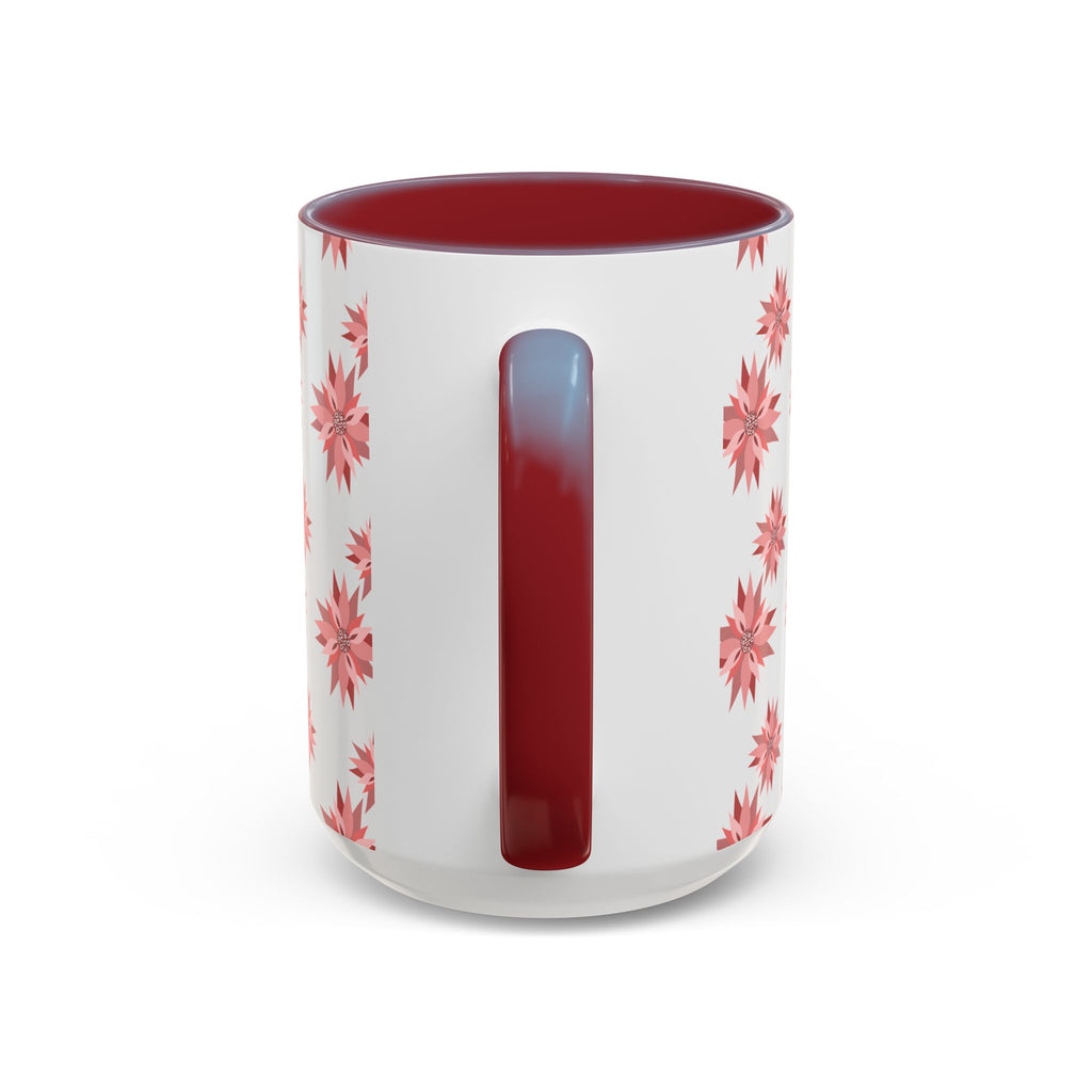 Pink Geometric Floral Accent Coffee Mug — 11/15oz