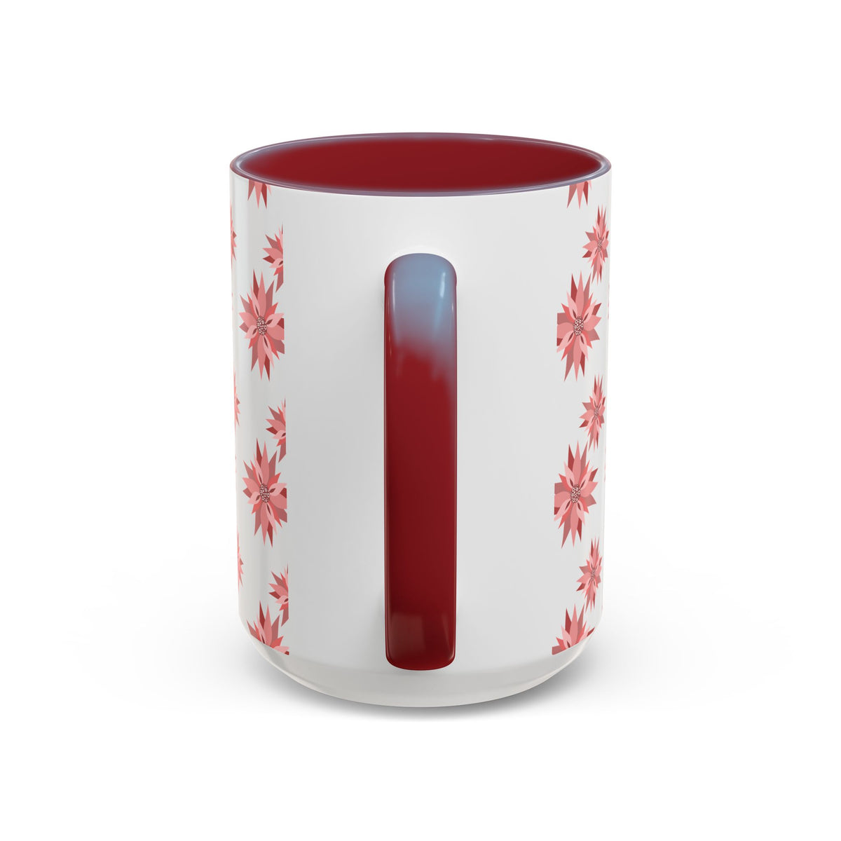 Pink Geometric Floral Accent Coffee Mug — 11/15oz