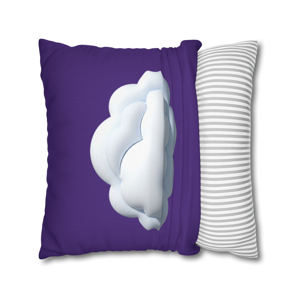 Cloud Graphic Pillowcase - Dark Purple Whimsical Decorative Throw Pillow Cover