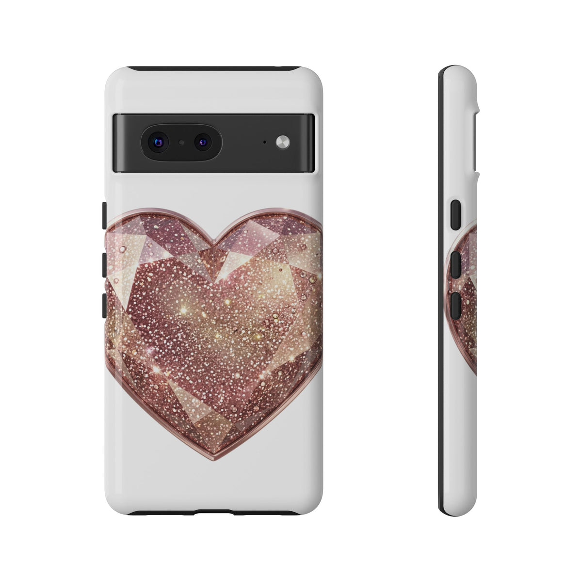 Rose Gold Glitter Crystal Heart Phone Case