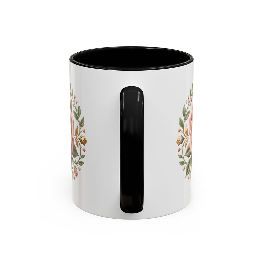Rose Wreath Accent Coffee Mug — Floral 11/15oz Tea & Coffee Cup