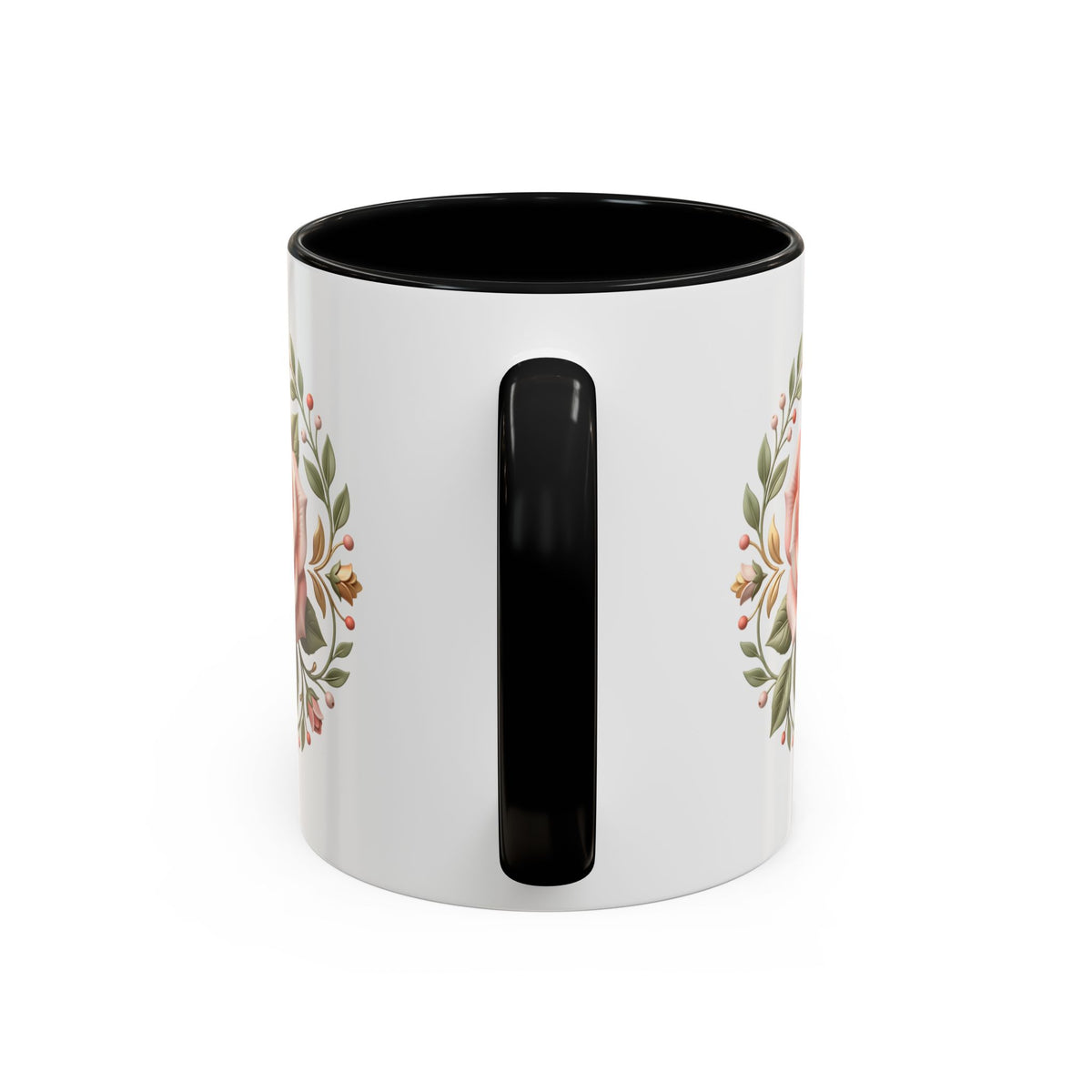 Rose Wreath Accent Coffee Mug — Floral 11/15oz Tea & Coffee Cup