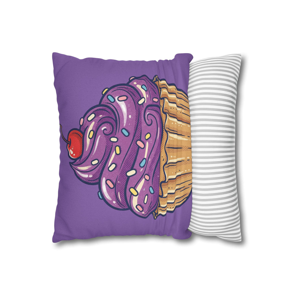 Cupcake Art Pillowcase — Purple Cupcake Decorative Throw Pillow Cover- Light Purple