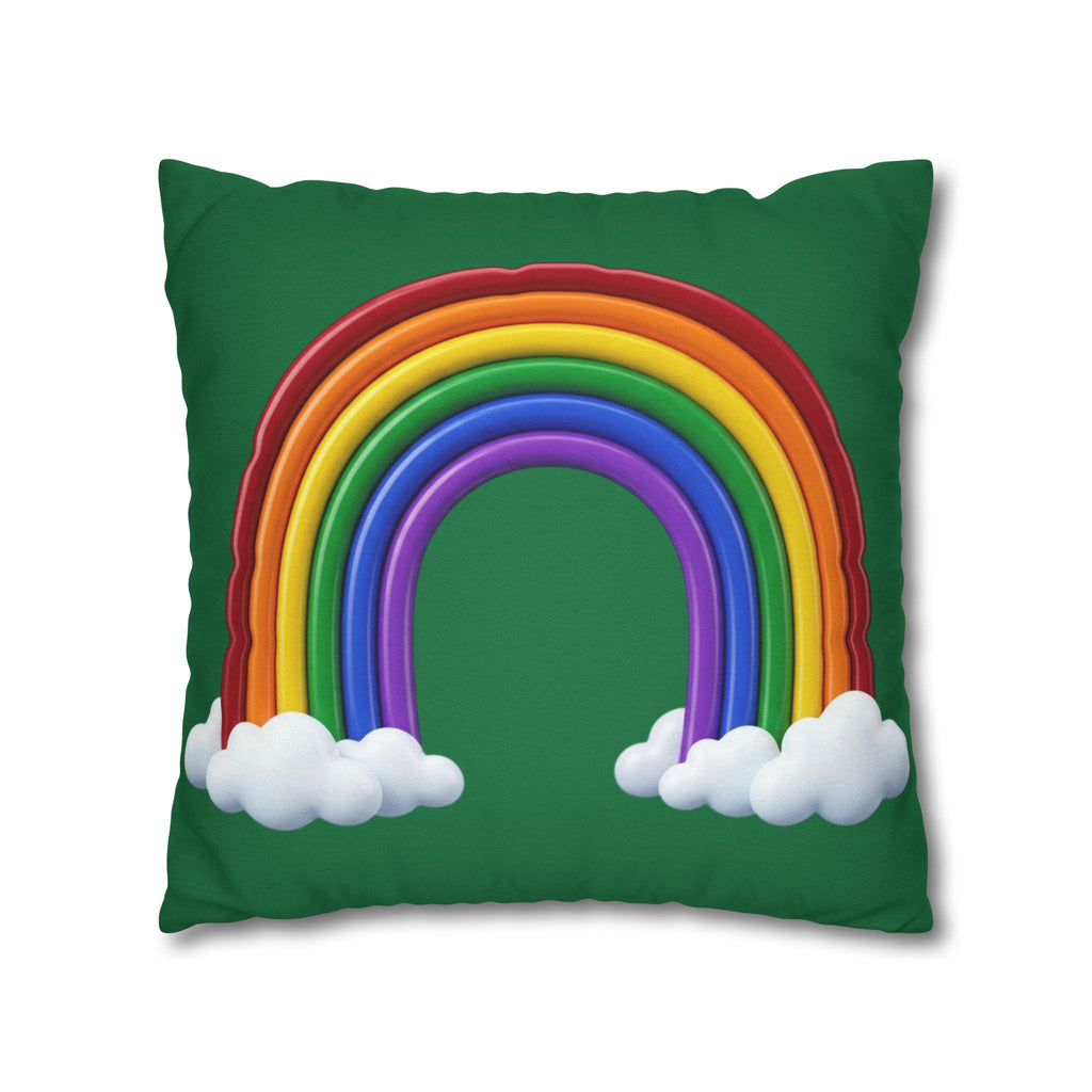Rainbow Dark Green Spun Polyester Square Pillowcase