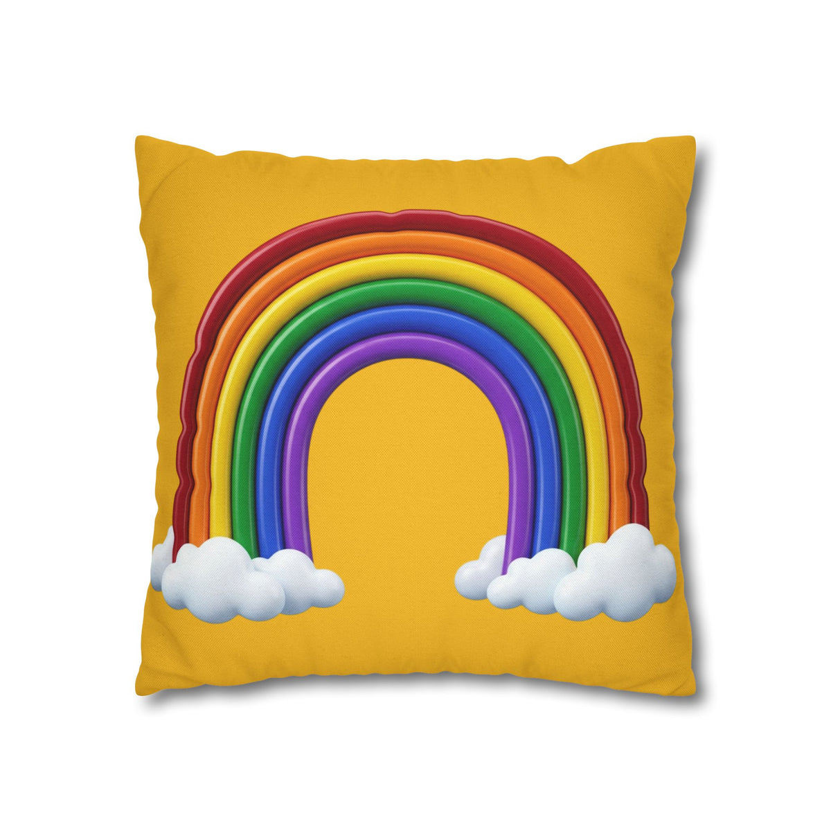 Rainbow Yellow Spun Polyester Square Pillowcase