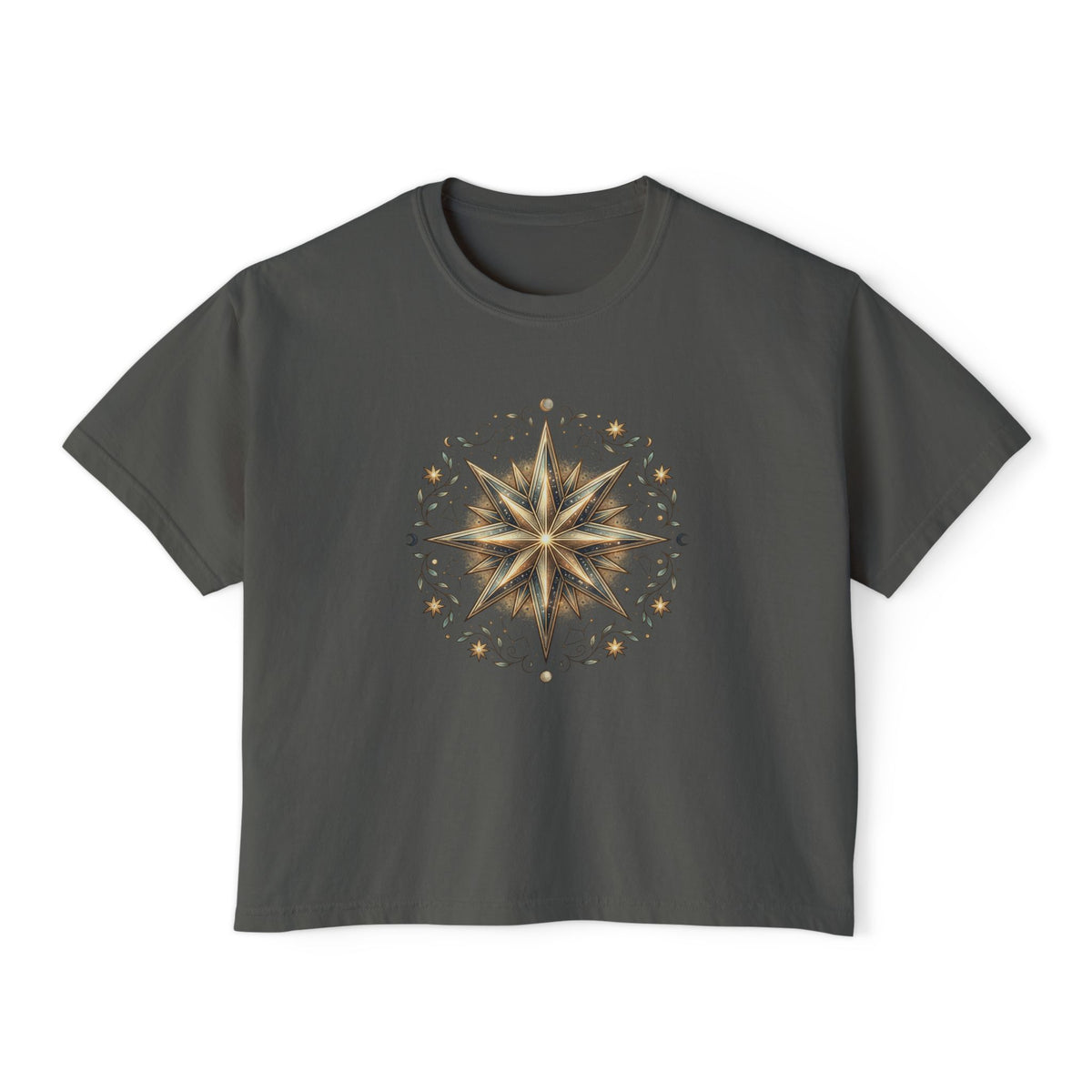 Starburst Floral Boxy Tee — Women's Boho Graphic Crop T-Shirt