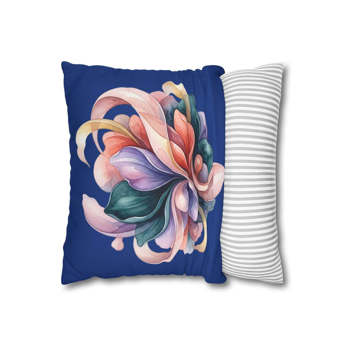 Floral Swirl Decorative Pillowcase — Vibrant Abstract Blossom on Navy