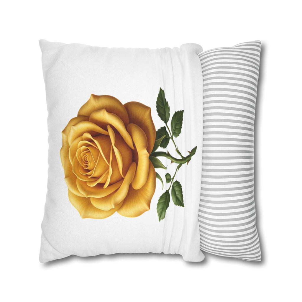 Yellow Rose Spun Polyester Square Pillowcase