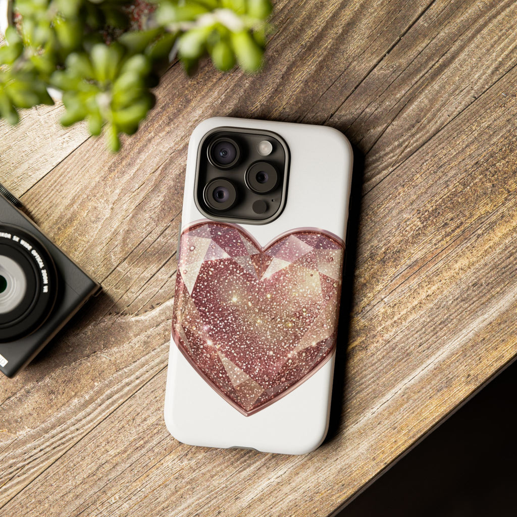 Rose Gold Glitter Crystal Heart Phone Case