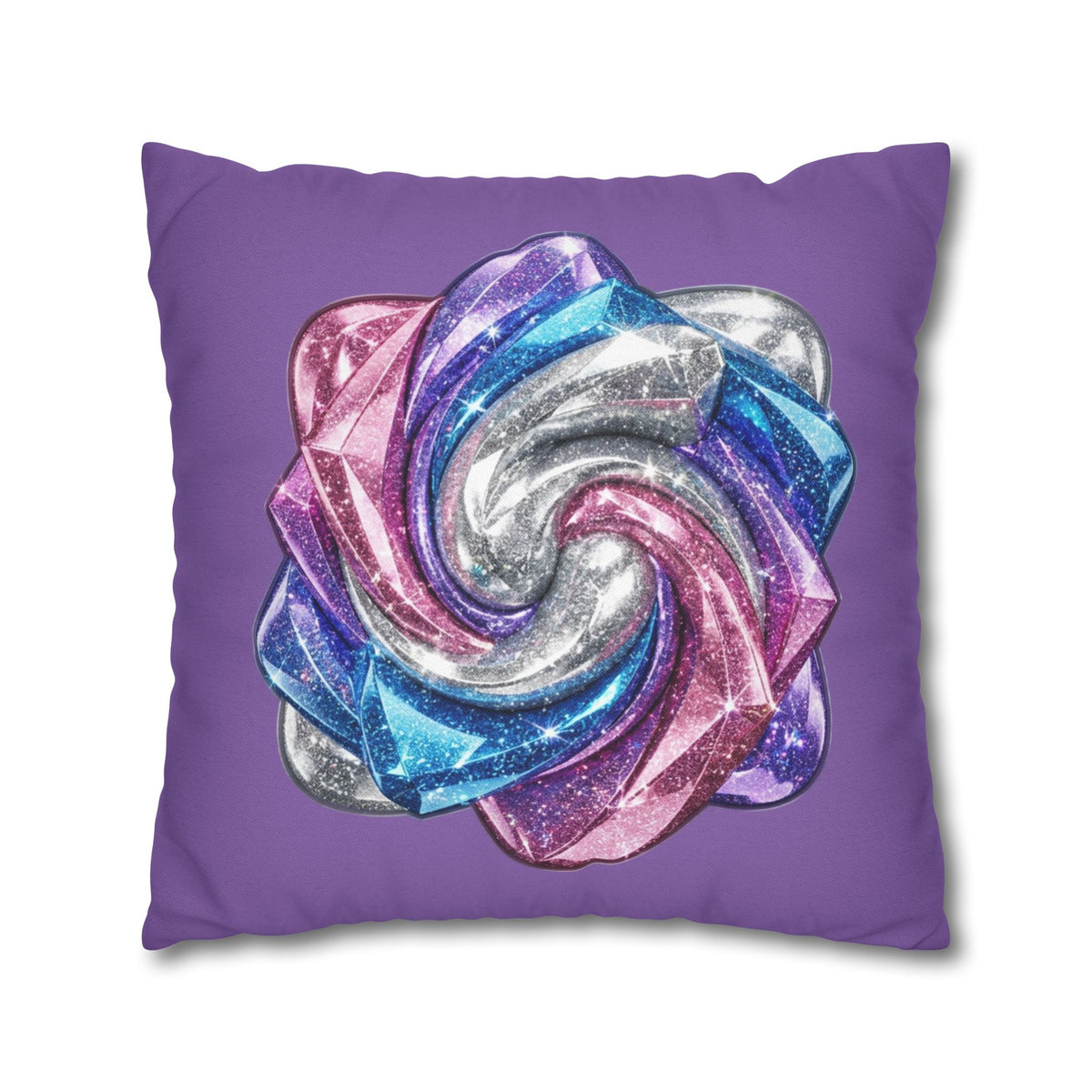 3D Glitter Design Light Purple Spun Polyester Square Pillowcase