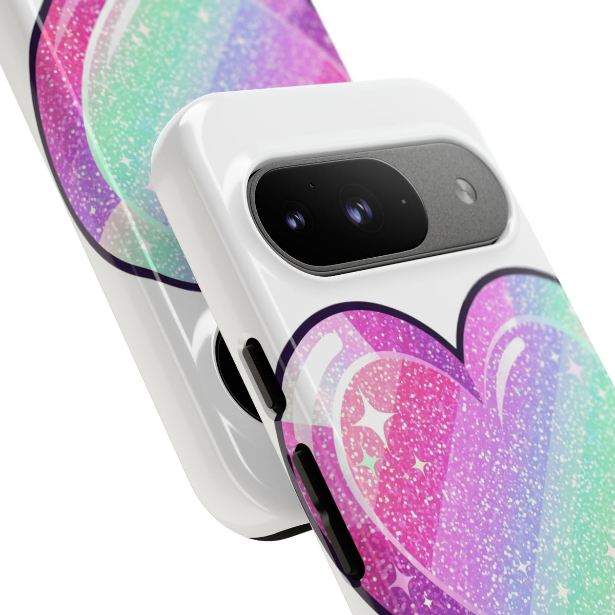 Pastel Glitter Heart Tough Phone Case — Cute Protective Phone Cover