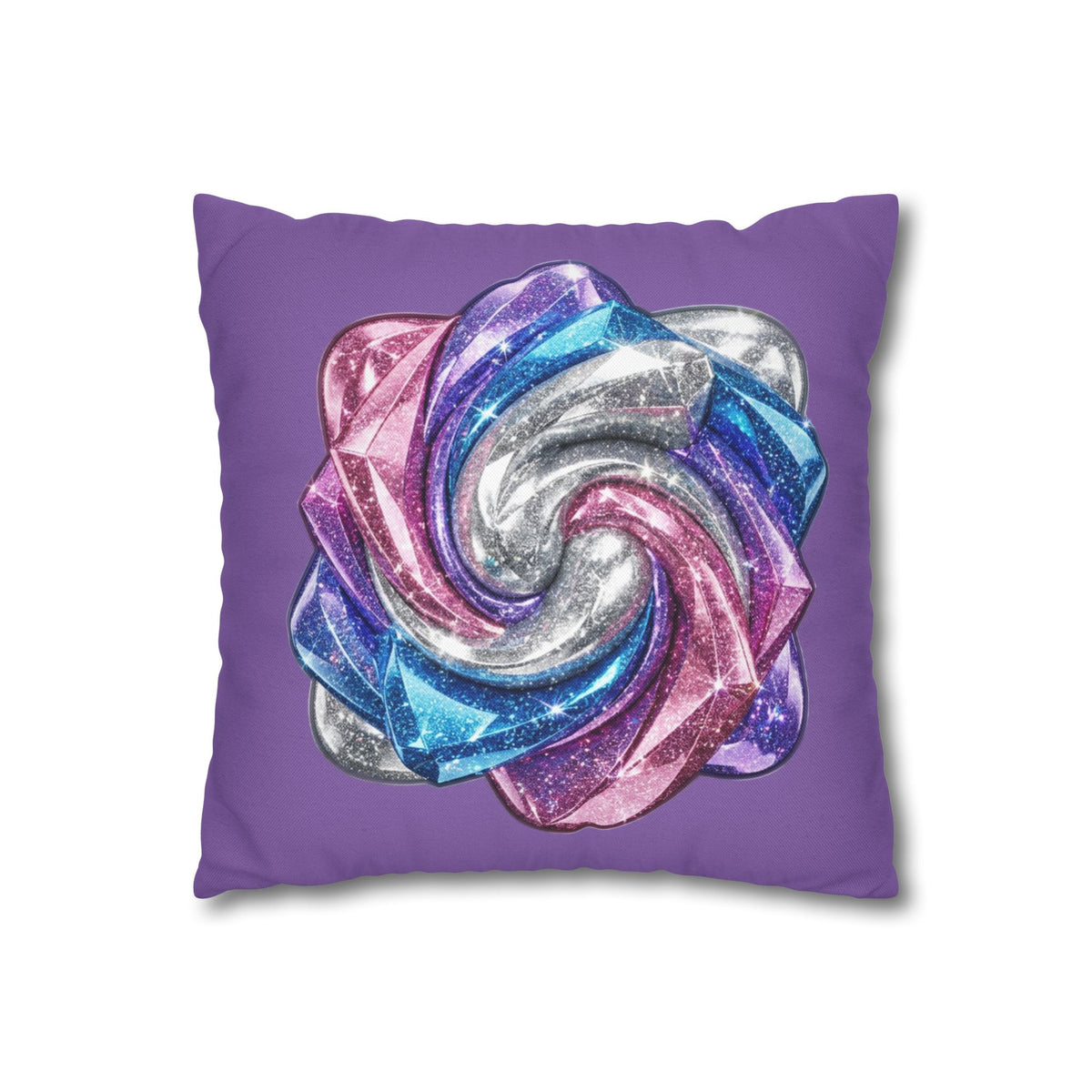 3D Glitter Design Light Purple Spun Polyester Square Pillowcase
