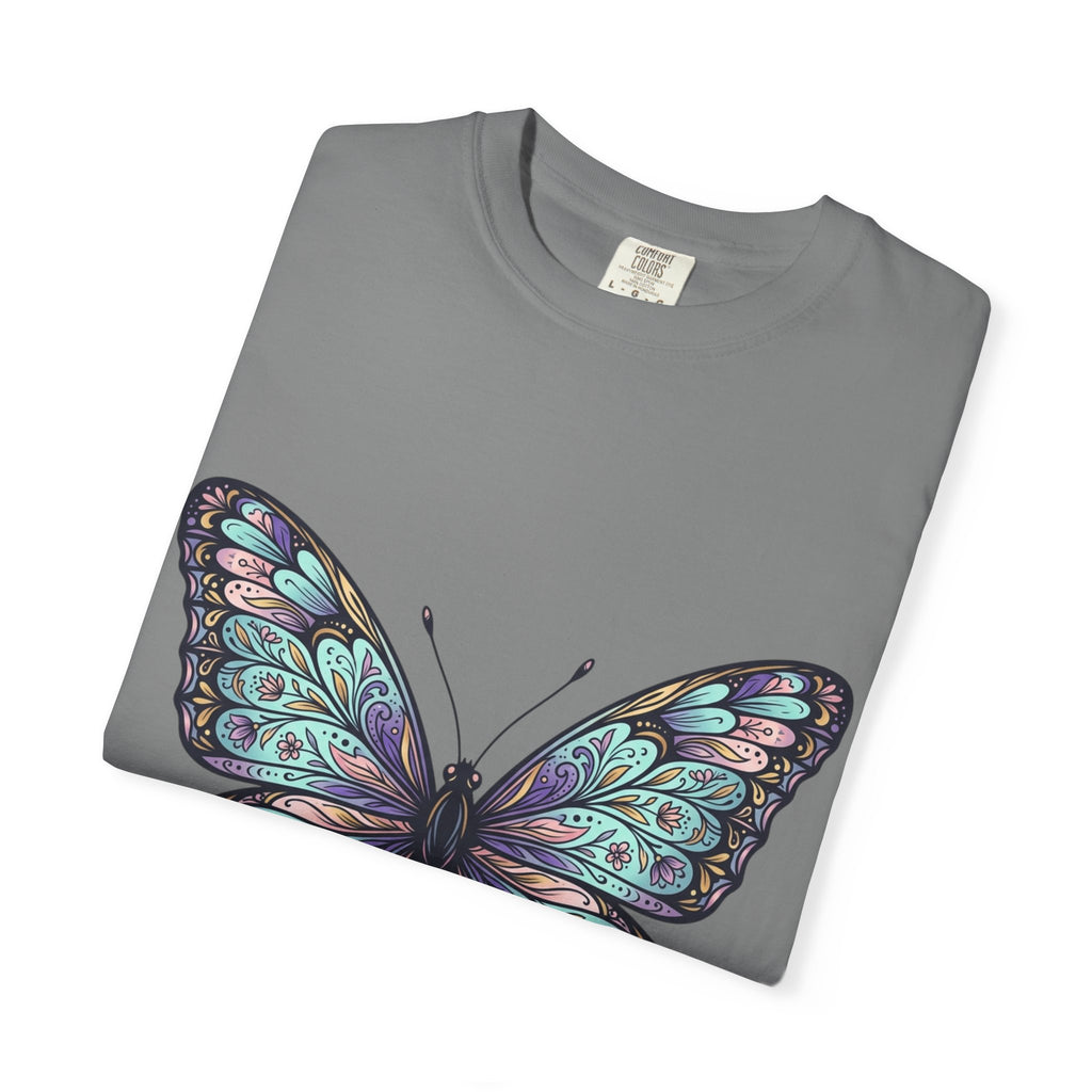 Butterfly Art T‑Shirt — Blue Purple Ornamental Butterfly Graphic Tee