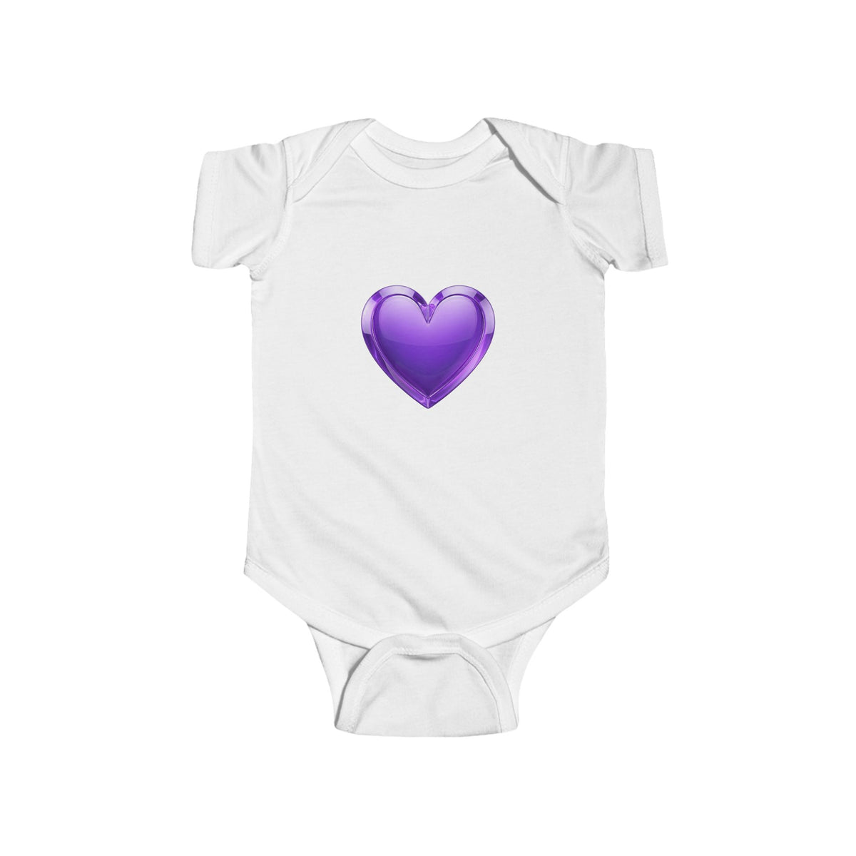 Purple Heart Infant Bodysuit — Cute Baby Onesie with Shiny Heart Graphic