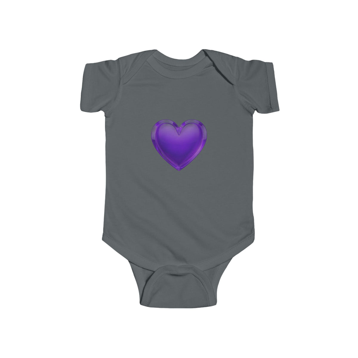 Purple Heart Infant Bodysuit — Cute Baby Onesie with Shiny Heart Graphic