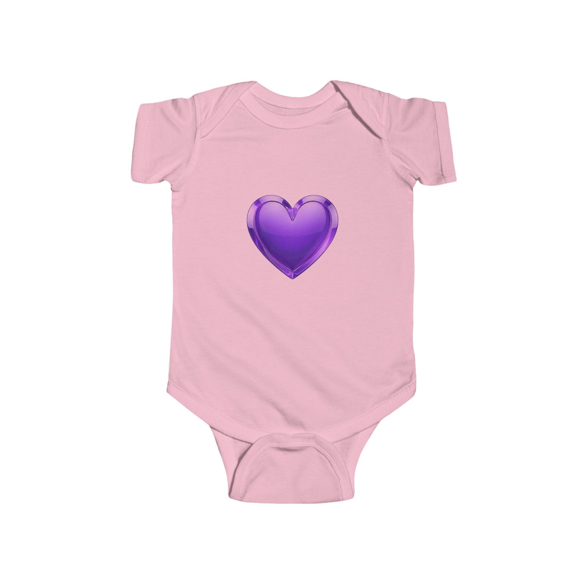 Purple Heart Infant Bodysuit — Cute Baby Onesie with Shiny Heart Graphic