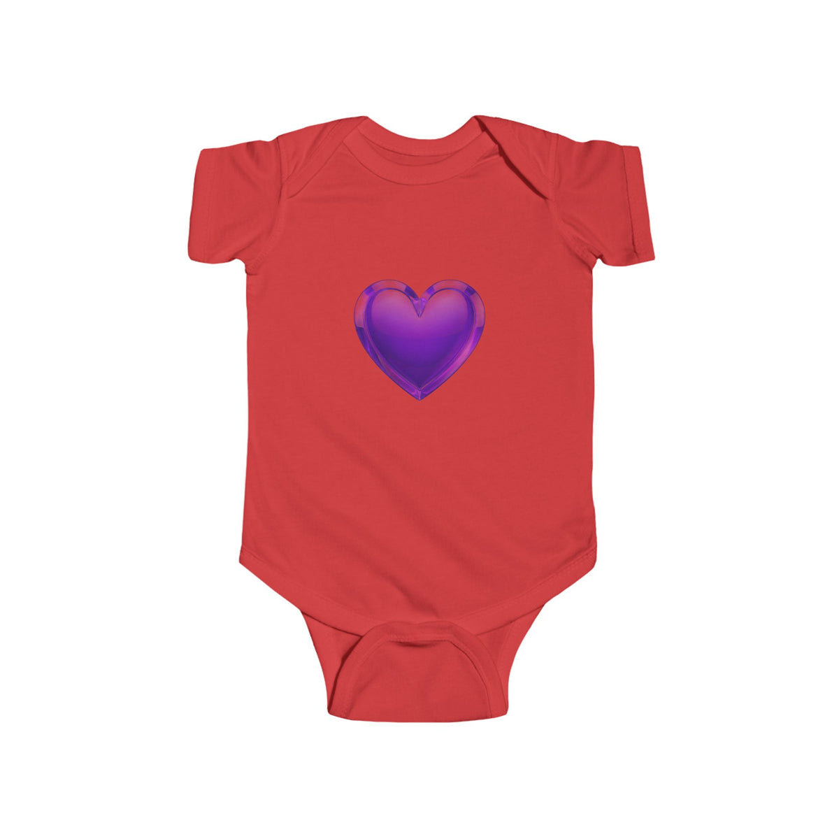 Purple Heart Infant Bodysuit — Cute Baby Onesie with Shiny Heart Graphic