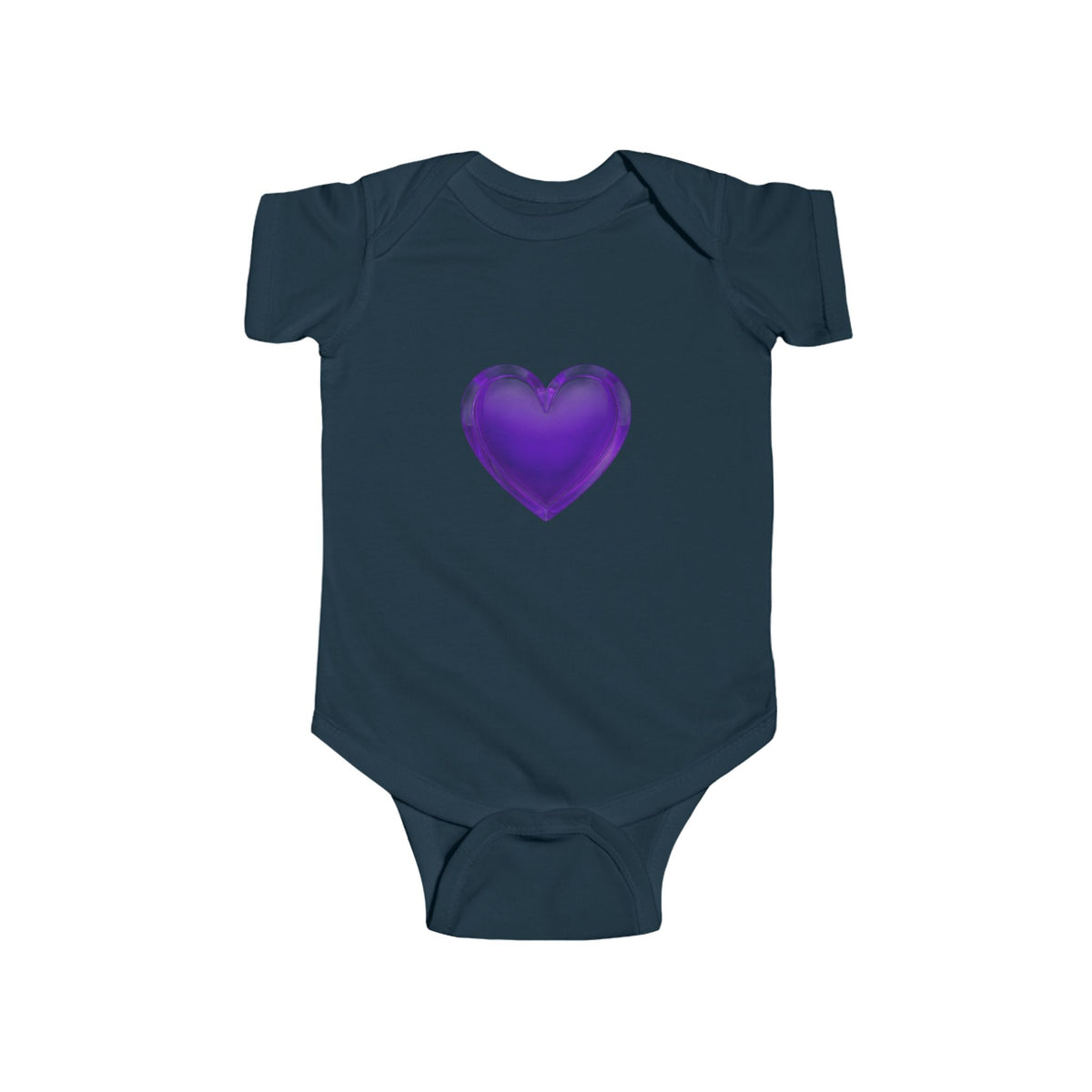 Purple Heart Infant Bodysuit — Cute Baby Onesie with Shiny Heart Graphic
