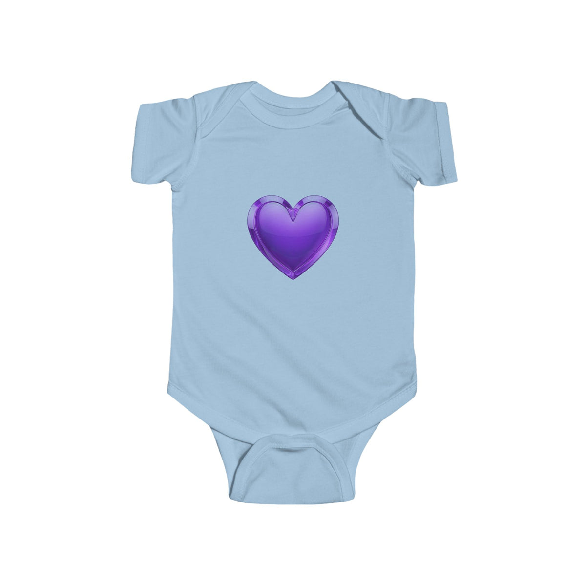 Purple Heart Infant Bodysuit — Cute Baby Onesie with Shiny Heart Graphic